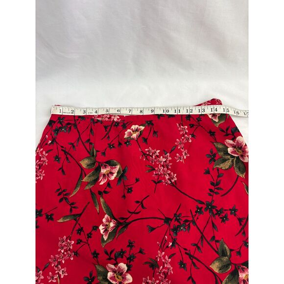 Vintage Kathie Lee Collection Red Midi Floral Skirt Size M Midi Romantic Date - Picture 8 of 9